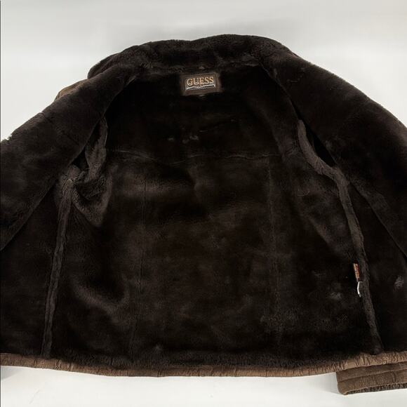 Vintage Guess USA Women’s Suede Faux Fur Jacket Size Large - Picture 5 of 16